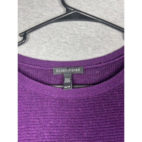 Eileen Fisher XS Purple Tencel Wool Alpaca Knit Top Sweater - Picture 3 of 7